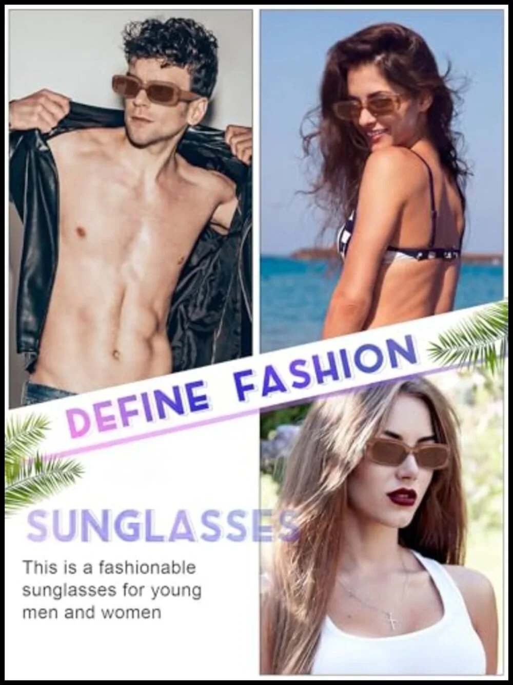 Retro Rectangle Sunglasses 90s Y2k Square Frame Plastic